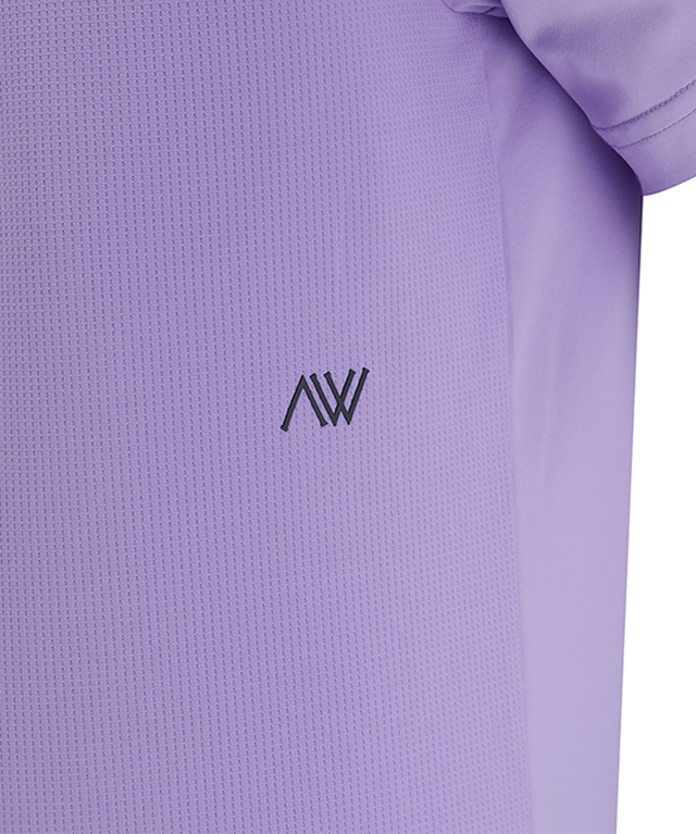 ANEW Golf Men Back Triangular Point Short T-Shirt in lavender color, showcasing its unique triangular back design.